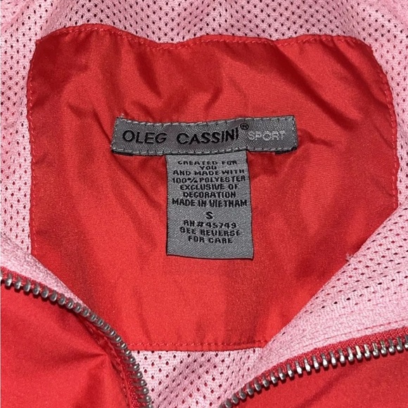 Oleg Cassini Sport Jacket Womens Size Small Red Zipper Pockets Windbreaker - Picture 4 of 8